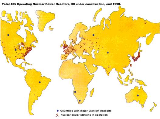 Nuclear power plant across the world-Map
