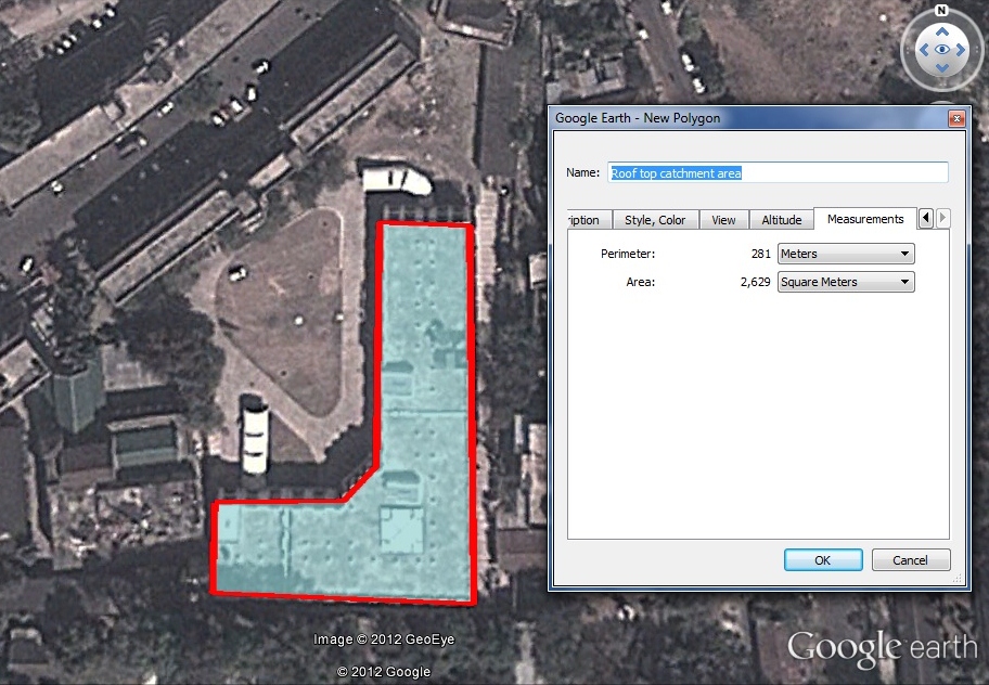  Calcul de la zone de captage du toit à l'aide de Google earth pro 