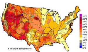 Heat flow temperature in the USA