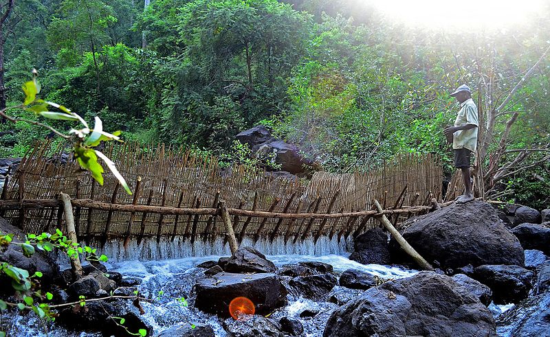 Traditional bamboo mat for water conservation and fishing
