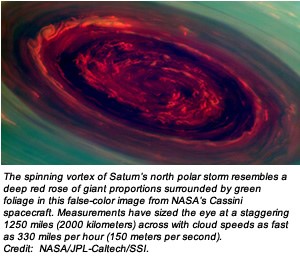 The spinning vortex of Saturn's north polar storm